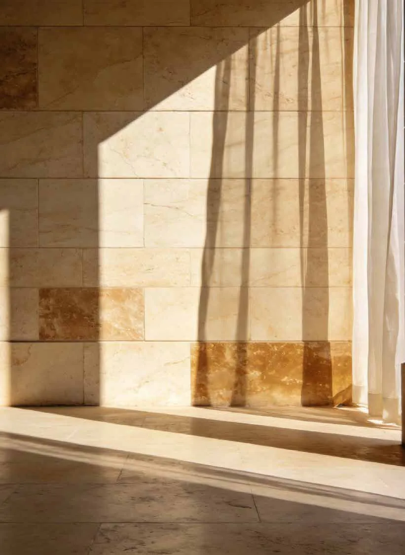 Natural stone wall in afternoon light