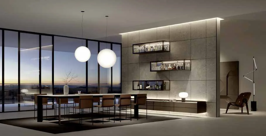 Dining room at dusk